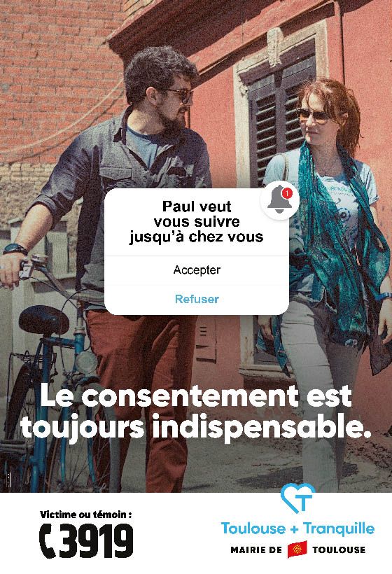 Affiche "Paul veut vous suivre jusqu'à chez vous.", Campagne harcèlement - Mairie de Toulouse