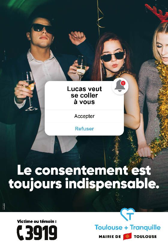 Affiche "Lucas veut se coller à vous.", Campagne harcèlement - Mairie de Toulouse