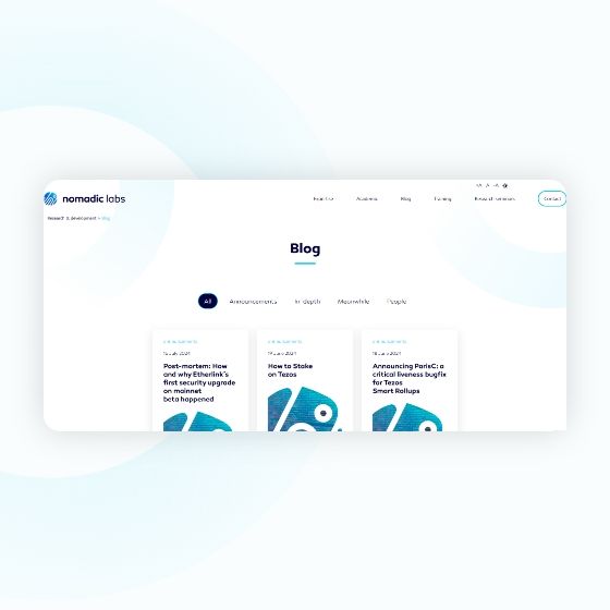 Page contenu du blog - site nomadics-labs.com